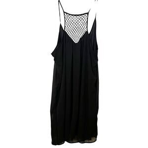 NO MGR. TAG SPAGHETTI STRAP ROUND NECK MIDI TUNIC DRESS, WOMENS, 2XL, BLACK